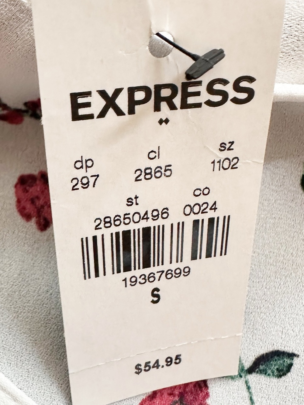 Express White Floral Zip Front Top NWT SMALL Roll Tab Sleeve Business Casual - Picture 5 of 12